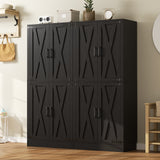71" Tall Kitchen Pantry Cabinet with Farmhouse Barn Doors and Storage Drawer， 2 Packs