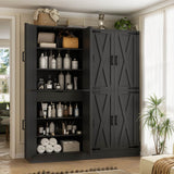 71" Tall Kitchen Pantry Cabinet with Farmhouse Barn Doors and Storage Drawer， 2 Packs