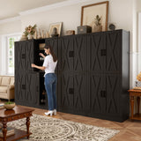 71" Tall Kitchen Pantry Cabinet with Farmhouse Barn Doors and Storage Drawer， 2 Packs