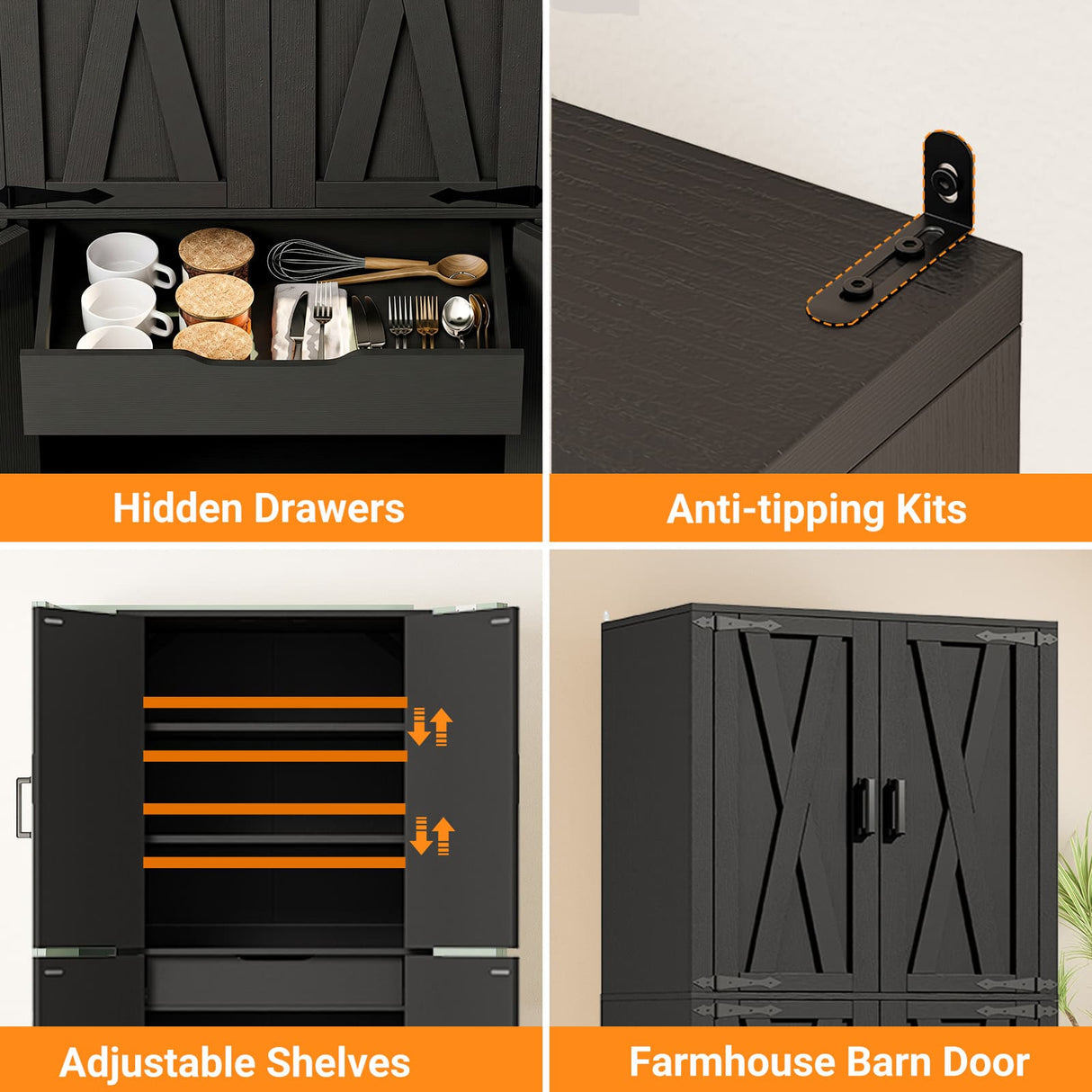 Kitchen Pantry Storage Cabinet, Freestanding Organizer