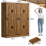 71" Pantry Cabinet with Drawer, Farmhouse Barn Doors and Adjustable Shelves, Freestanding Storage Cabinet for Kitchen, Dining Room,  Utility Room