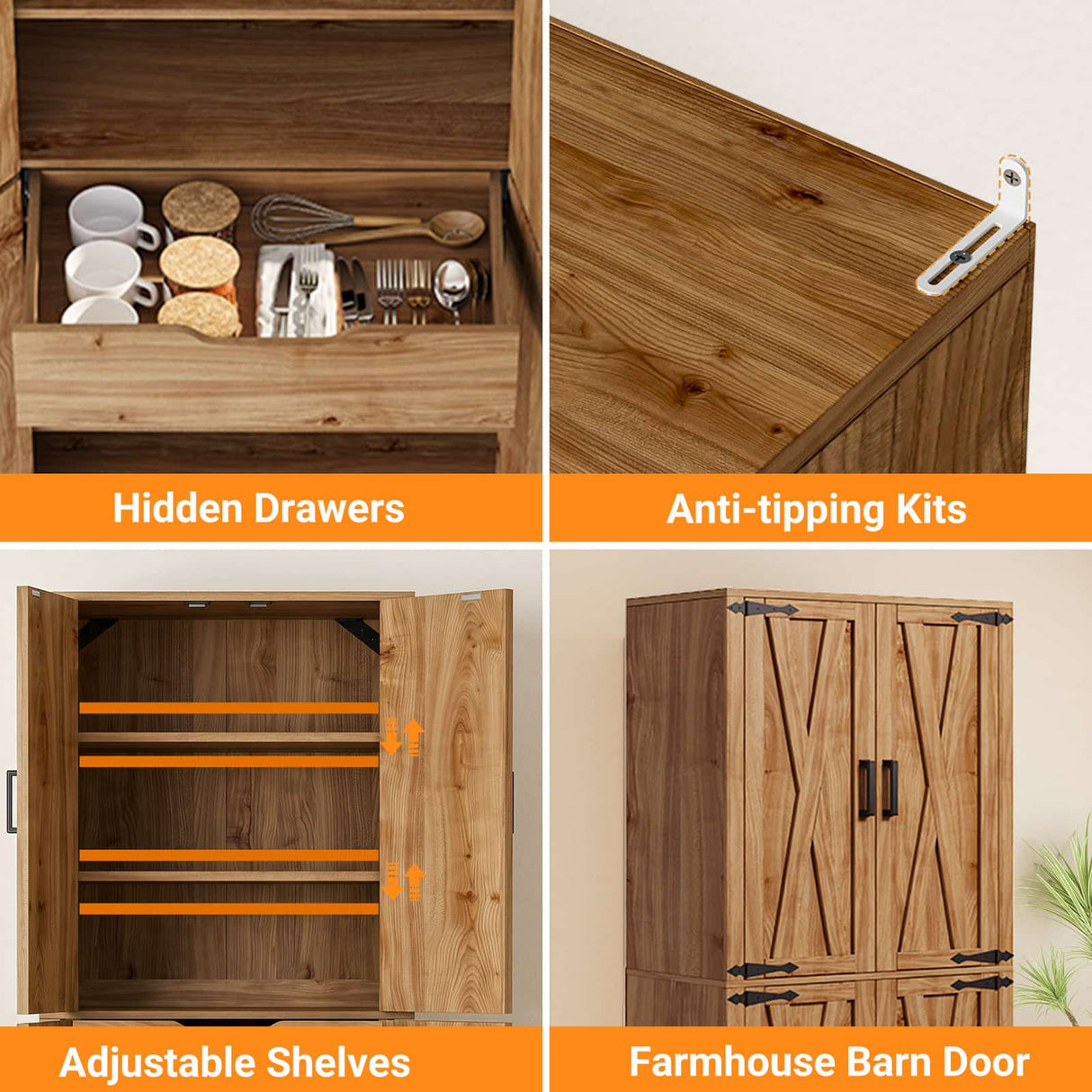 Kitchen Pantry Storage Cabinet, Freestanding Organizer