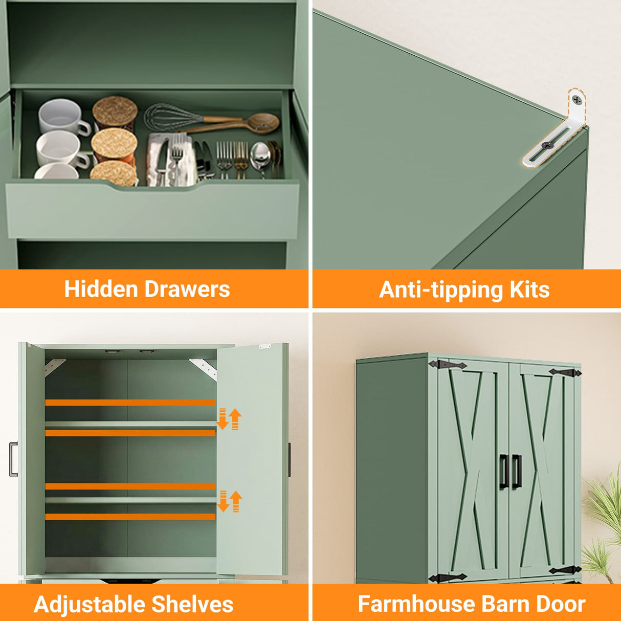 Kitchen Pantry Storage Cabinet, Freestanding Organizer