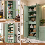 71" Tall Kitchen Pantry Storage Cabinet with Farmhouse Barn Doors and Storage Drawer