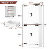 71" Tall Kitchen Pantry Cabinet with Farmhouse Barn Doors