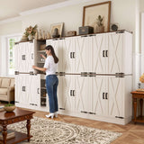 71" Tall Kitchen Pantry Cabinet with Farmhouse Barn Doors and Storage Drawer
