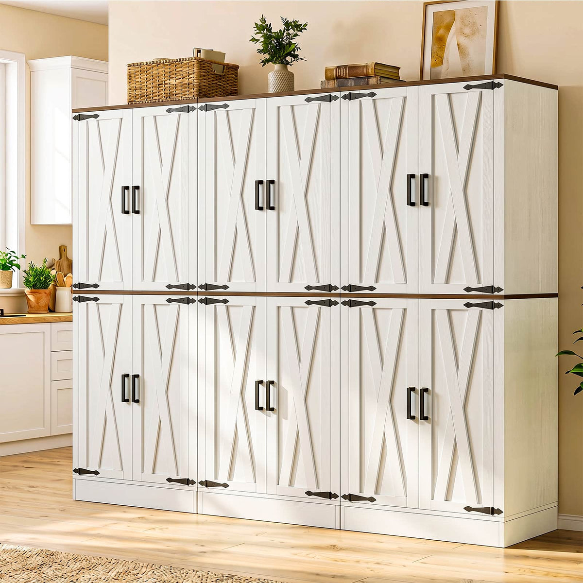 70.8" Wide Large Storage Cabinet, 71" Tall Kitchen Pantry