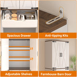 71" Tall Kitchen Pantry Cabinet with Farmhouse Barn Doors