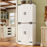71" Tall Kitchen Pantry Cabinet with Farmhouse Barn Doors