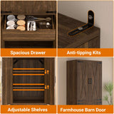 71"H Kitchen Pantry Storage Cabinet with Adjustable Shelves, Drawer