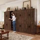 71" Tall Kitchen Pantry Cabinet with Farmhouse Barn Doors and Storage Drawer， 2 Packs