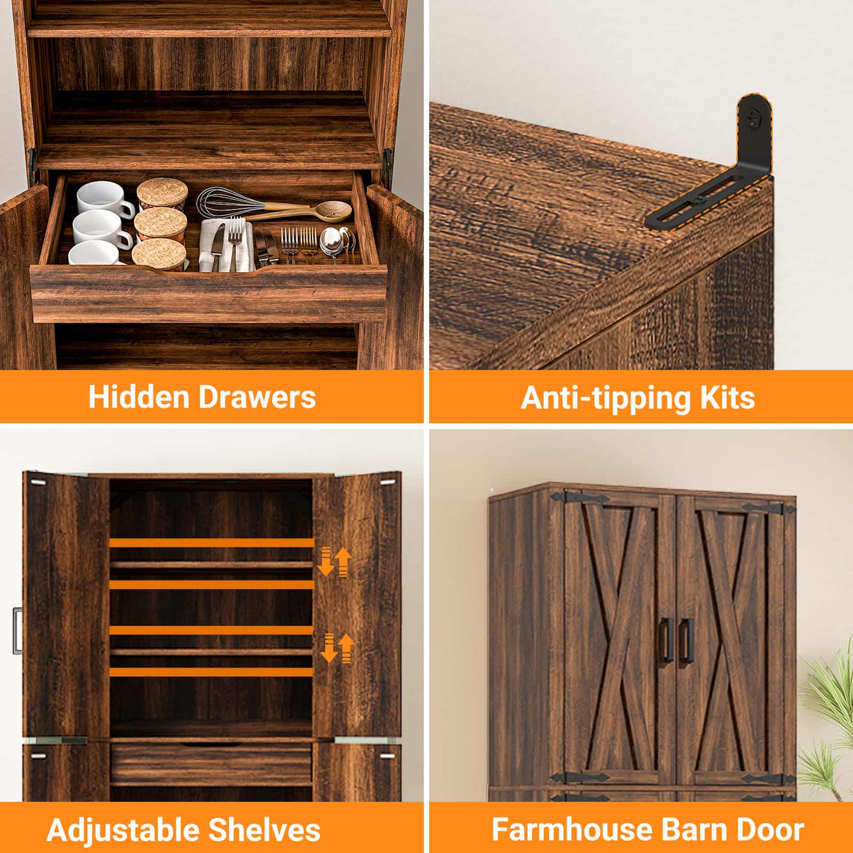 Kitchen Pantry Storage Cabinet, Freestanding Organizer