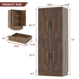 71"H Kitchen Pantry Storage Cabinet with Adjustable Shelves, Drawer