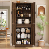71"H Kitchen Pantry Storage Cabinet with Adjustable Shelves, Drawer