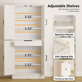 71" Tall Kitchen Pantry Cabinet with Farmhouse Barn Doors and Storage Drawer， 2 Packs