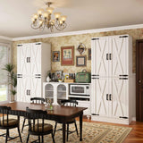 71" Tall Kitchen Pantry Cabinet with Farmhouse Barn Doors and Storage Drawer， 2 Packs