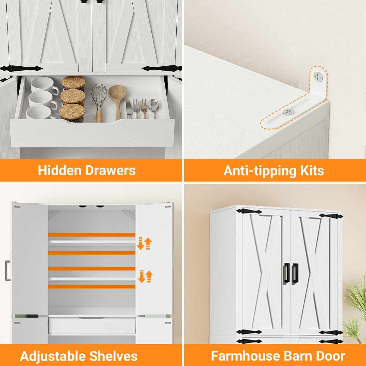 Kitchen Pantry Storage Cabinet, Freestanding Organizer
