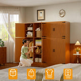 71'' High Modern Farmhouse Armoire Wardrobe Closet with Hanging Rods, 4 Door Wardrobe Closet