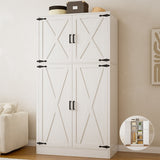 71'' High Modern Farmhouse Armoire Wardrobe Closet with Hanging Rods, 4 Door Wardrobe Closet