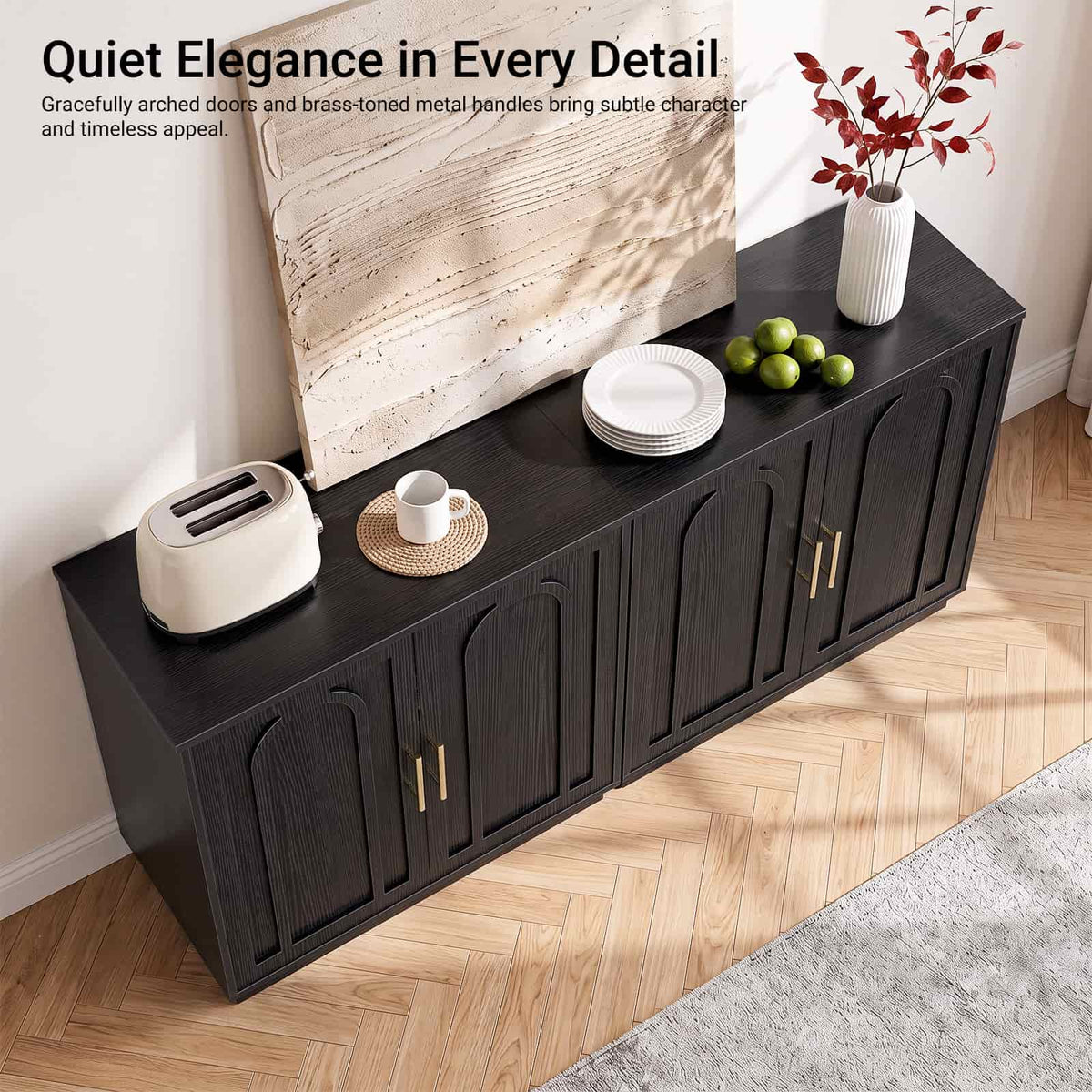 63" W Modern Sideboard Buffet Cabinet with Storage