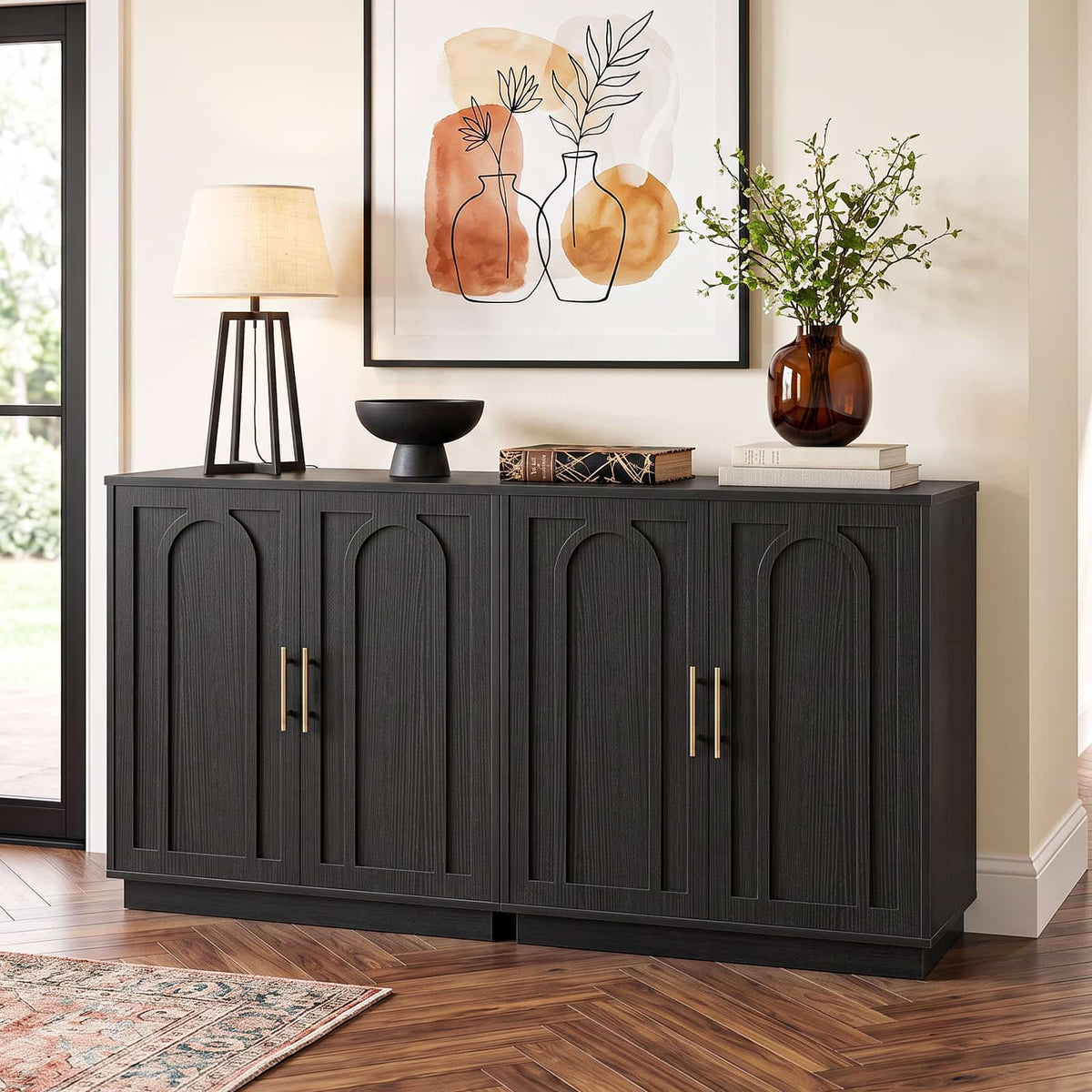 63" W Modern Sideboard Buffet Cabinet with Storage