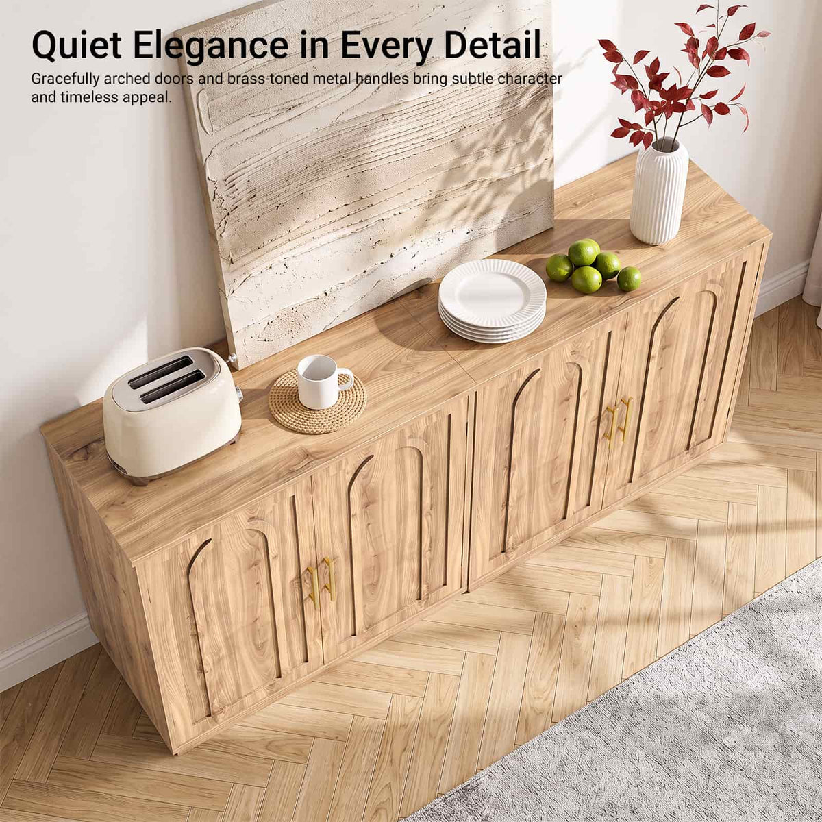 63" W Modern Sideboard Buffet Cabinet with Storage