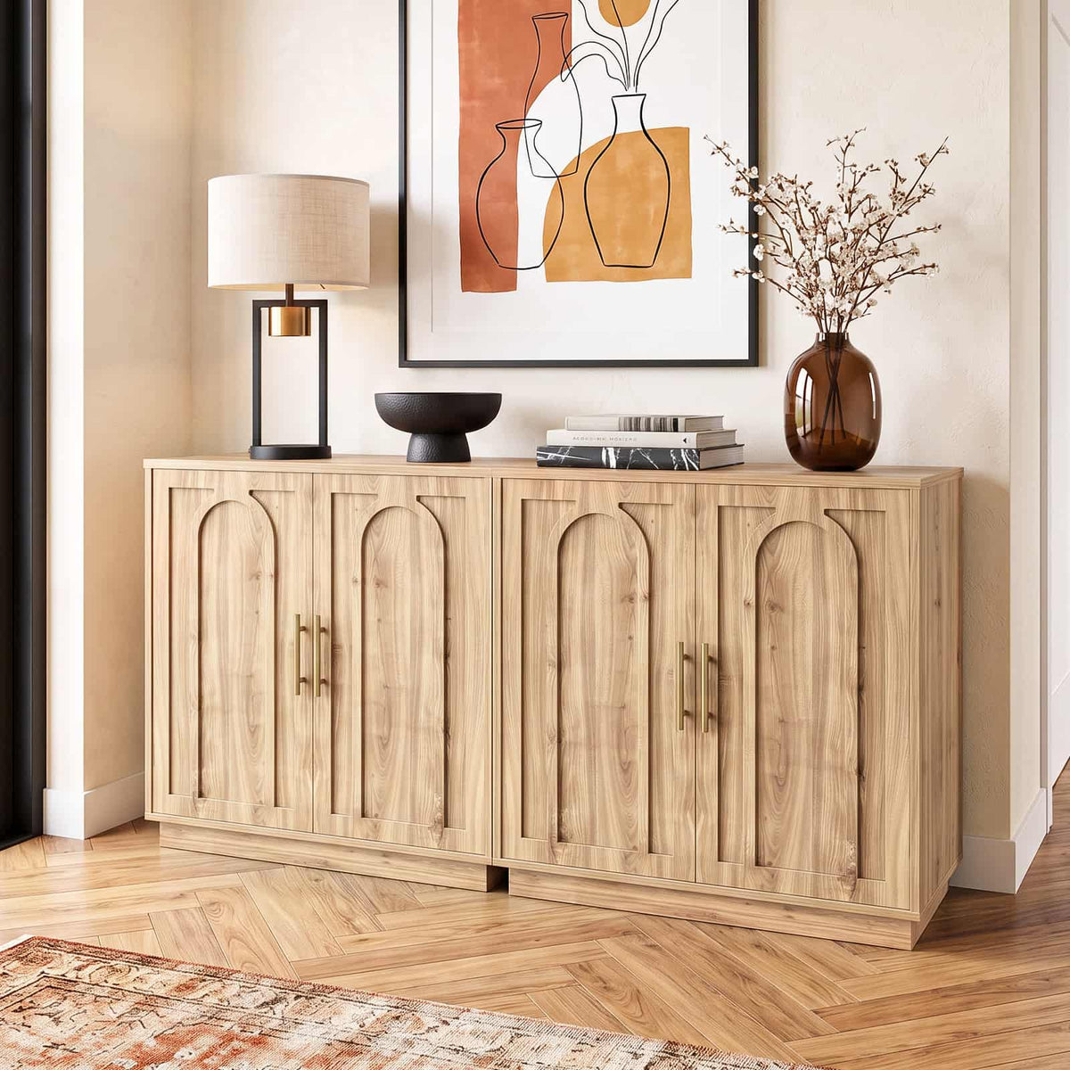 63" W Modern Sideboard Buffet Cabinet with Storage