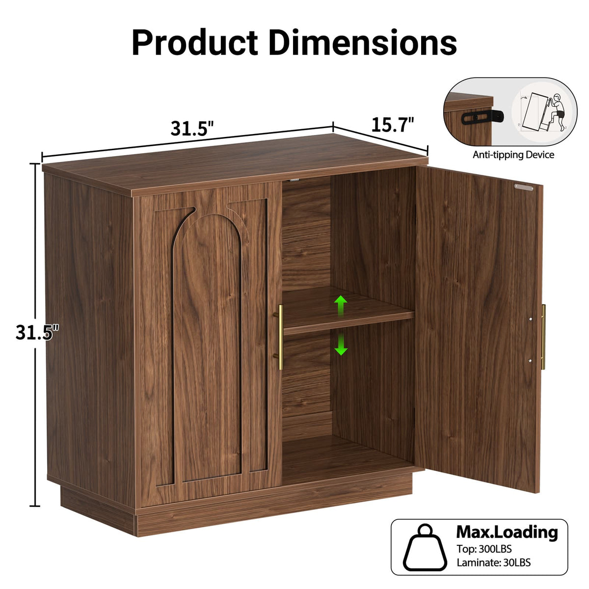31.5" W Modern Sideboard Buffet Cabinet with Storage