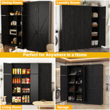 71” Tall Storage Cabinet, Farmhouse Kitchen Pantry Storage Cabinet with Adjustable Shelves and Barn Doors