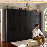 71” Tall Storage Cabinet, Farmhouse Kitchen Pantry Storage Cabinet with Adjustable Shelves and Barn Doors