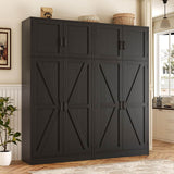 71” Tall Storage Cabinet, Farmhouse Kitchen Pantry Storage Cabinet with Adjustable Shelves and Barn Doors