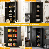 71” Tall Storage Cabinet, Farmhouse Kitchen Pantry Storage Cabinet with Adjustable Shelves and Barn Doors