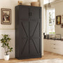 71” Tall Storage Cabinet, Farmhouse Kitchen Pantry Storage Cabinet with Adjustable Shelves and Barn Doors