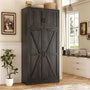 71” Tall Farmhouse Kitchen Pantry Cabinet with Adjustable Shelves and Barn Doors
