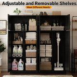 71” Tall Farmhouse Kitchen Pantry Cabinet with Adjustable Shelves and Barn Doors