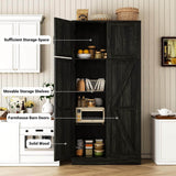 71” Tall Farmhouse Kitchen Pantry Cabinet with Adjustable Shelves and Barn Doors