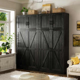 71” Tall Farmhouse Kitchen Pantry Cabinet with Adjustable Shelves and Barn Doors
