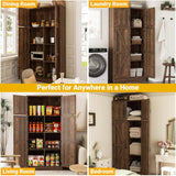 63'' Extra Wide Farmhouse Pantry Cabinet with Adjustable Shelves & Barn Doors, 4-Door Tall Storage Cabinet for Kitchen & Home Organization