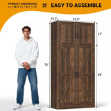 71” Tall Farmhouse Kitchen Pantry Cabinet with Adjustable Shelves and Barn Doors