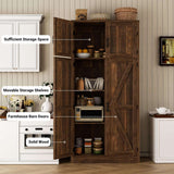 71” Tall Farmhouse Kitchen Pantry Cabinet with Adjustable Shelves and Barn Doors