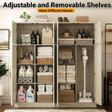 71” Farmhouse Kitchen Pantry Cabinet, Large Storage Cabinet with Adjustable Shelves and Barn Doors