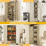 71” Farmhouse Kitchen Pantry Cabinet, Large Storage Cabinet with Adjustable Shelves and Barn Doors