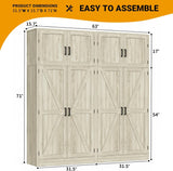 63'' Extra Wide Farmhouse Pantry Cabinet with Adjustable Shelves & Barn Doors, 4-Door Tall Storage Cabinet for Kitchen & Home Organization