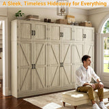 63'' Extra Wide Farmhouse Pantry Cabinet with Adjustable Shelves & Barn Doors, 4-Door Tall Storage Cabinet for Kitchen & Home Organization