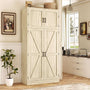 71” Tall Farmhouse Kitchen Pantry Cabinet with Adjustable Shelves and Barn Doors