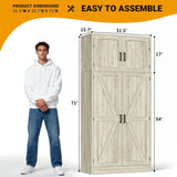 71” Tall Farmhouse Kitchen Pantry Cabinet with Adjustable Shelves and Barn Doors