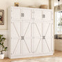 63'' Extra Wide Farmhouse Pantry Cabinet with Adjustable Shelves & Barn Doors, 4-Door Tall Storage Cabinet for Kitchen & Home Organization