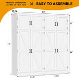 63'' Extra Wide Farmhouse Pantry Cabinet with Adjustable Shelves & Barn Doors, 4-Door Tall Storage Cabinet for Kitchen & Home Organization