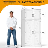 71” Tall Farmhouse Kitchen Pantry Cabinet with Adjustable Shelves and Barn Doors