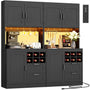 72" Tall Pantry Cabinet with LED Light & Outlet, 63" Wide Kitchen Hutch, 2 Packs